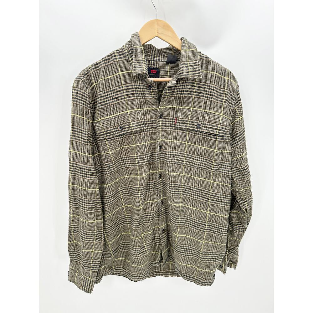 Levi's Brown Black Yellow Plaid Long Sleeve Button Down Shirt Men's Size Large L